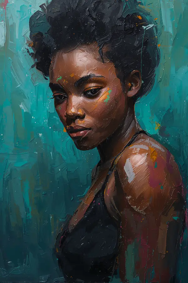 Studio figure, backlit, no visible face; paint texture and gesture emphasized.